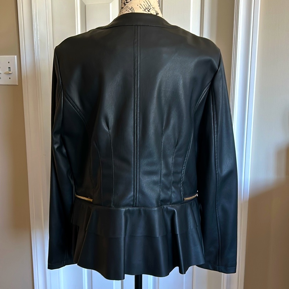 CLEO Faux Leather Peplum Zippers Jacket Size L/G